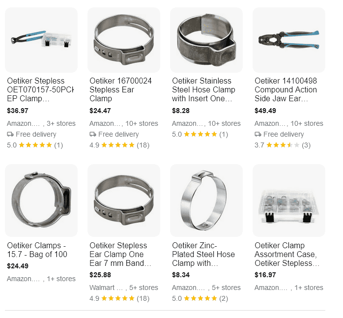 oetiker clamps Google product listings