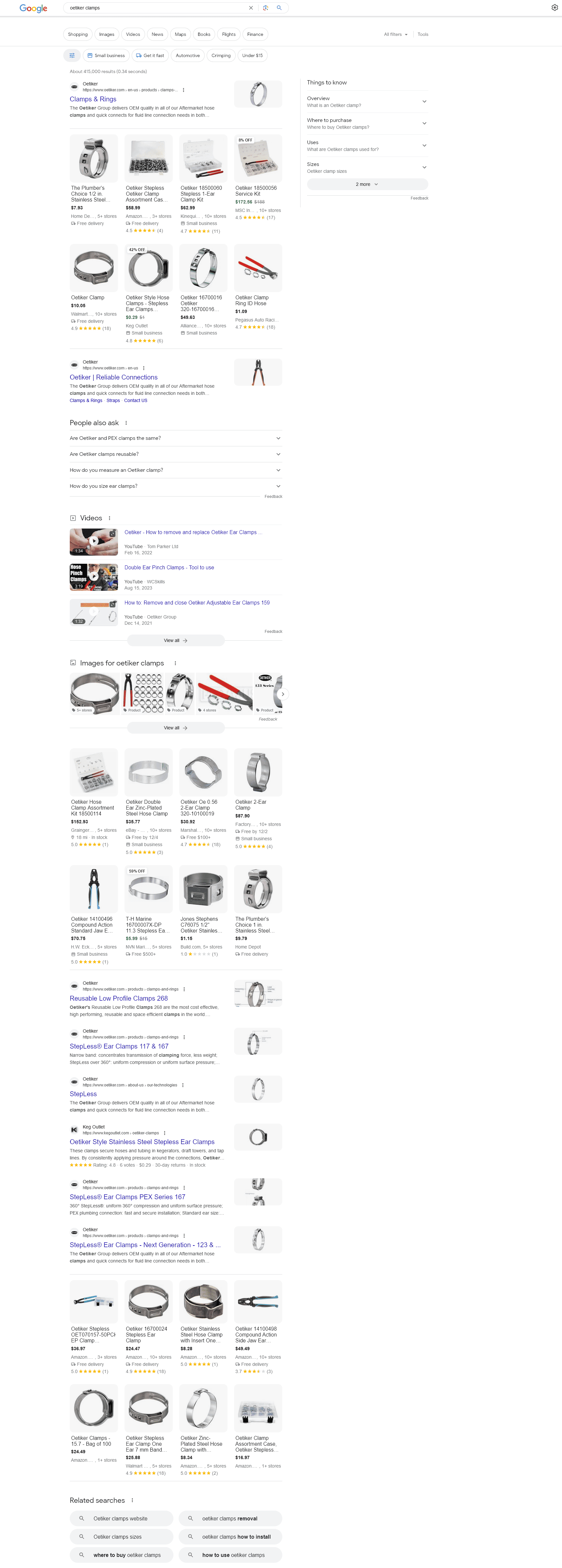 oetiker clamps Google search results